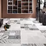 Ambiance mix carrelages HERITAGE PEARL & LABYRINTH MIX GREY – SUPERGRES – MagasinDeCarrelage – VAL D’OISE