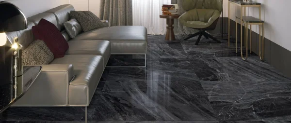 Carrelage Living Breccia effet marbre veiné, finition brillante, idéal pour intérieur luxueux et contemporain – MagasinDeCarrelage – VAL D'OISE, FRANCE.