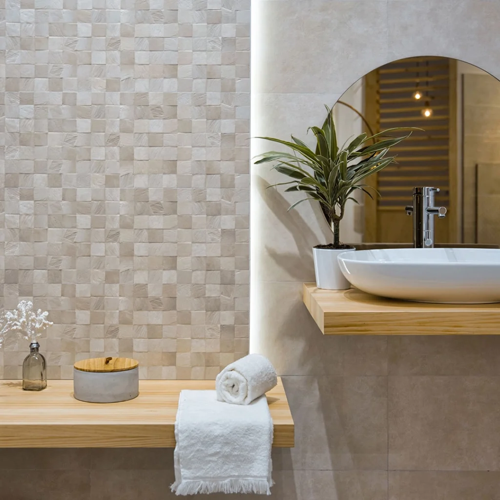 Carrelage salle de bain 30x90 cm – pose horizontale pour effet largeur - VAL D'OISE, FRANCE